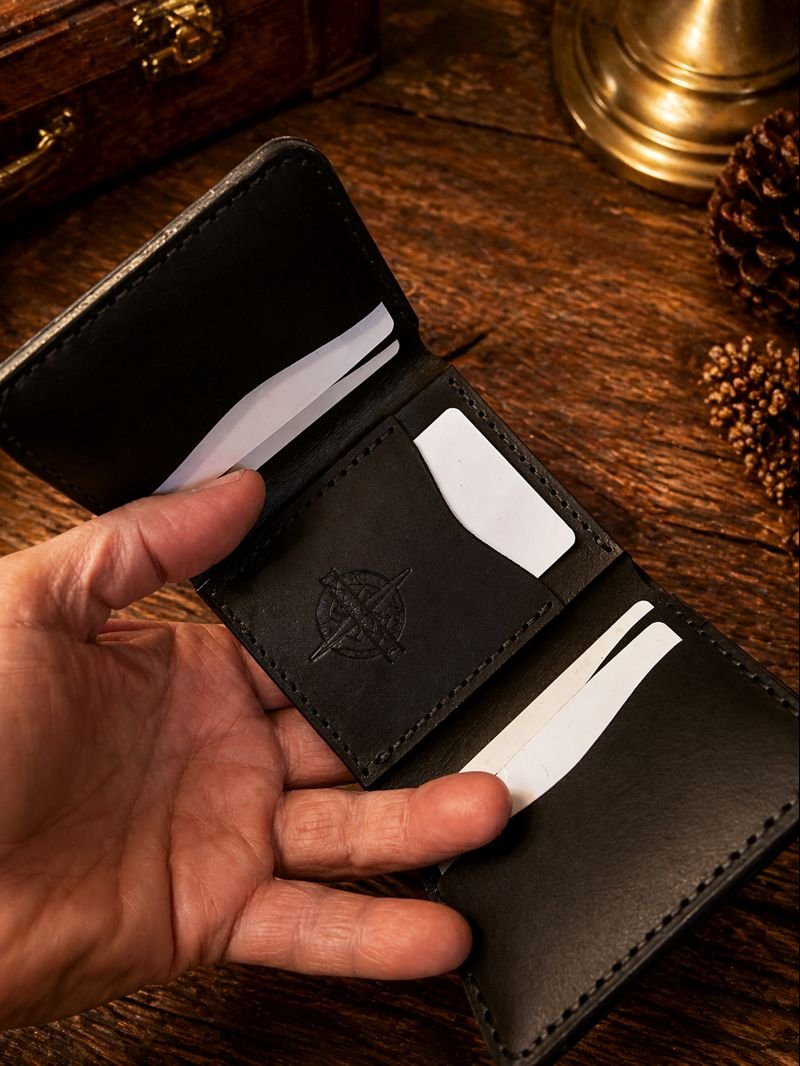 Handmade leather wallet crafted in Downeast Maine