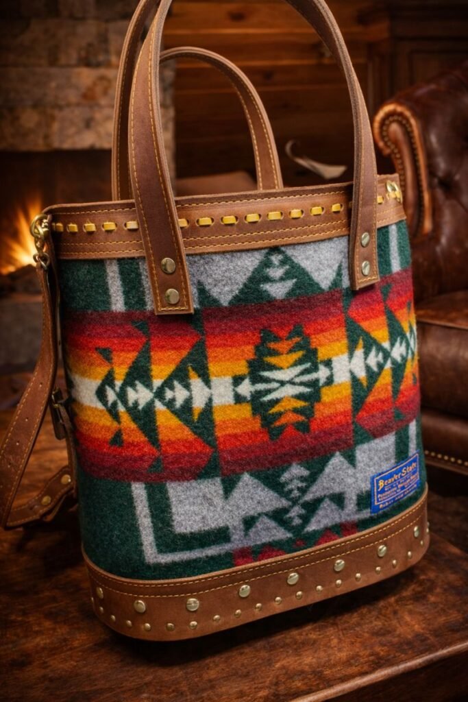 Pendleton Wool and Full Grain Leather Tote Bag