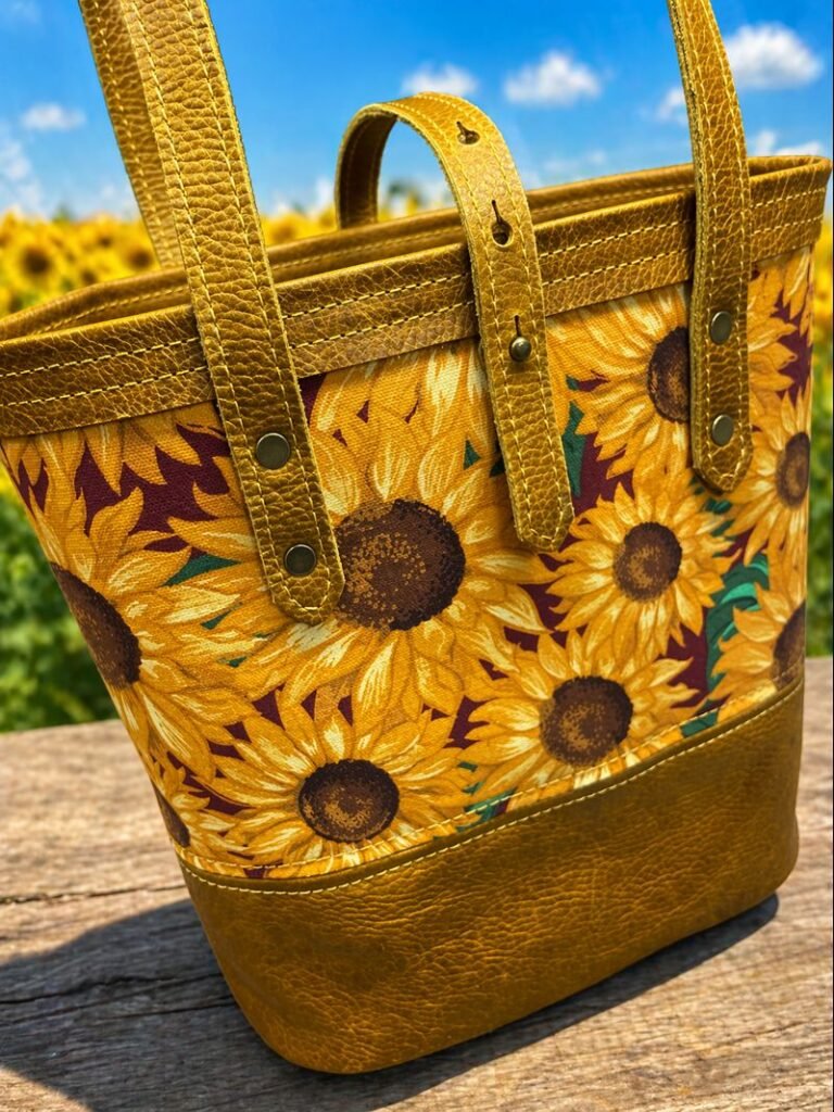 Sunflower Leather & Canvas Tote Bag