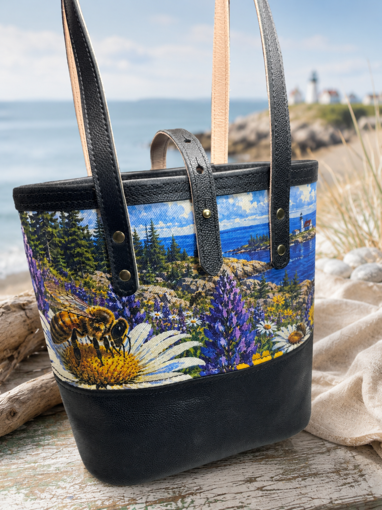 Bee and Wildflower Canvas Tote Fraser Point and Mark Island Light