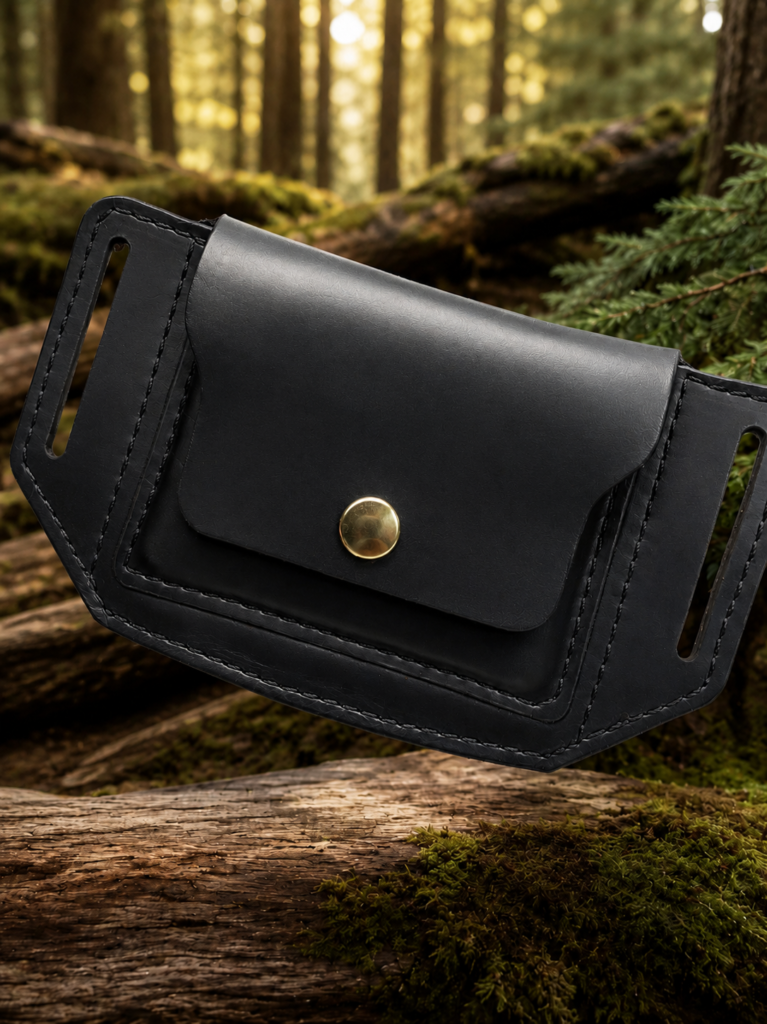 Navy Chromeexcel Leather Belt Wallet