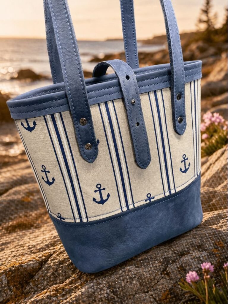 Nautical Leather & Canvas Tote Bag